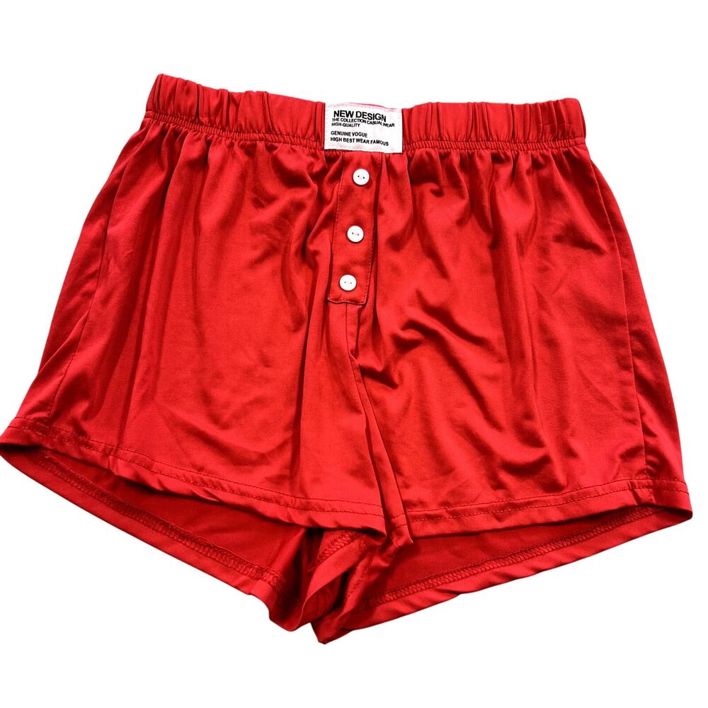 New Design Women's Red Boxer Sleep Shorts Size Medium